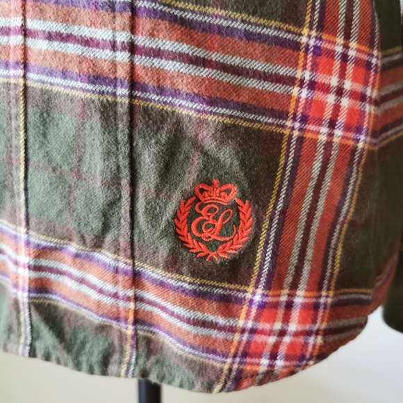 ELand Plaid Green & Orange Flannel Shirt - Picture 2 of 9